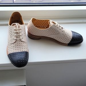 The Office of Angela Scott Oxfords in Cream and Navy